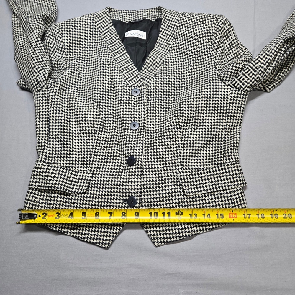 Vintage JOAN & DAVID Houndstooth Cropped Blazer 100% Lambswool Made in Italy - Picture 10 of 15